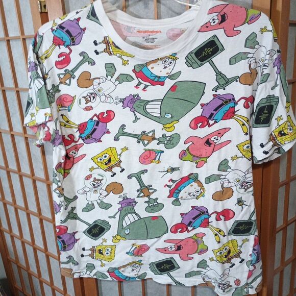 Nickelodeon SpongeBob Characters T-Shirt Large 2019 White Graphic Tee - Picture 3 of 11